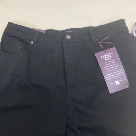 Gloria Vanderbilt AMANDA Classic Fit Tapered Black Jeans sz: 12 NWT - Picture 5 of 7
